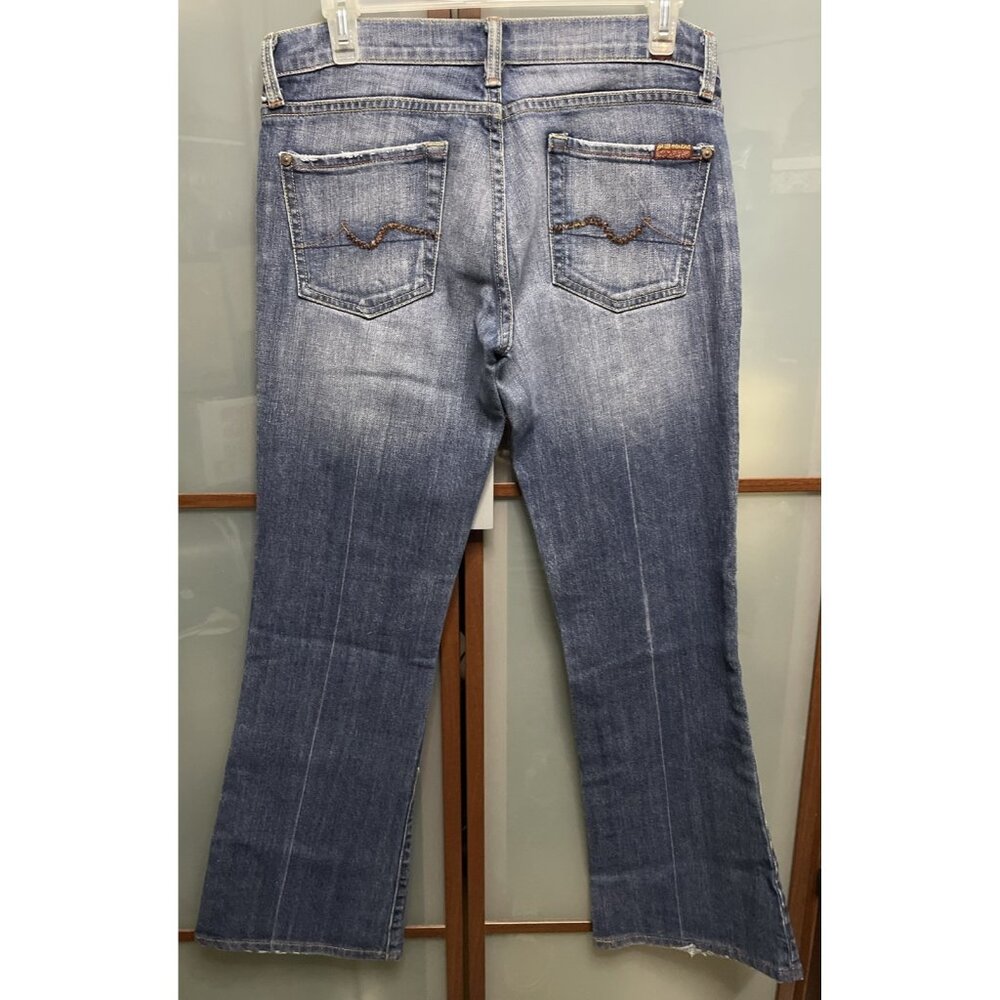 7 For All Mankind Vintage Y2K 90s Bootcut Blue Jeans Gold Rhinestone Pockets 28